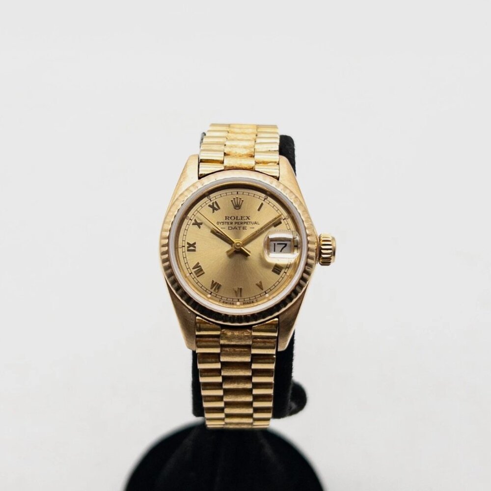ROLEX President Roman Champagne 18k Yellow Gold Ladies Watch